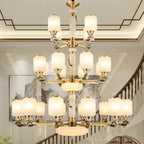 Copper Jade Chandelier: Elegant Wind Light for Living Room, Restaurant, or Tea Room