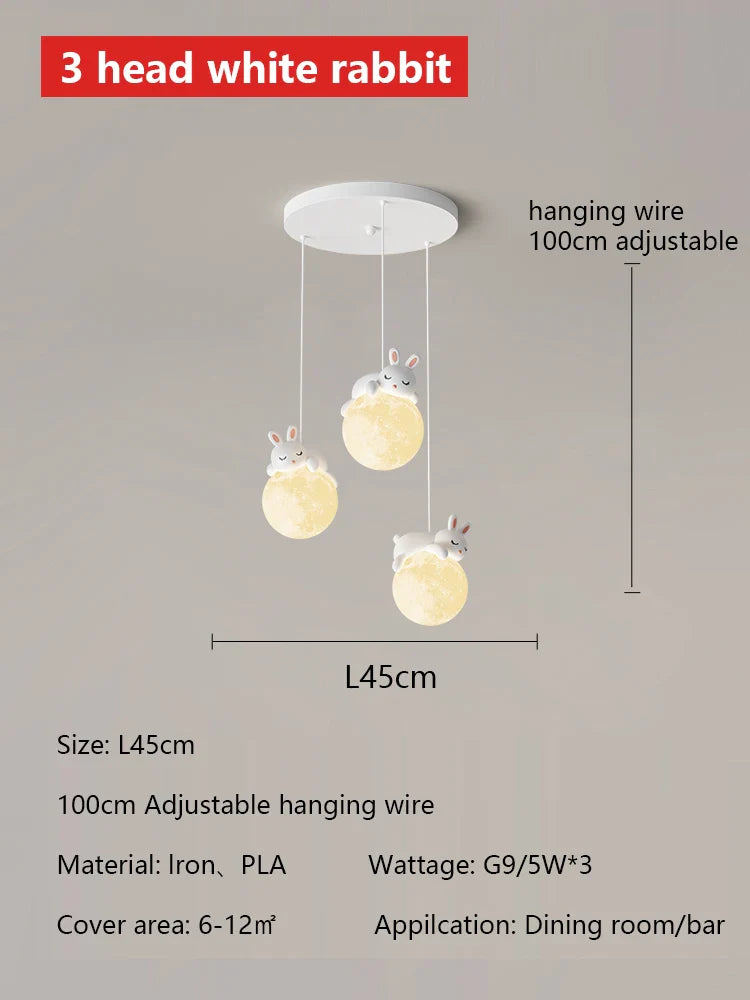 Moon LED Chandelier for Children's Room, Bedroom, Dining Room - Modern and Creative Lighting
