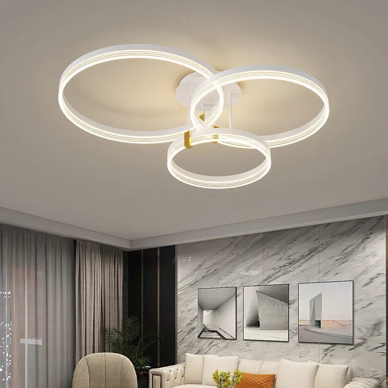 Modern Round Ring LED Ceiling Chandelier for Living Room and Bedroom