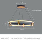 Black Ring LED Pendant Chandelier for Table Dining Living Kitchen Island Lighting
