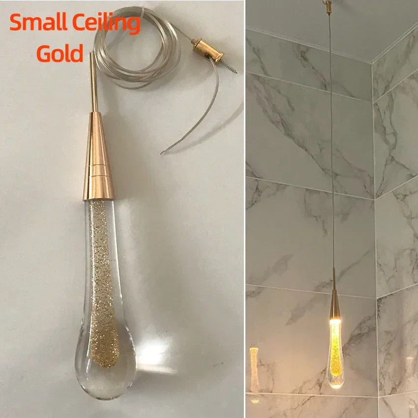 Tear Drop Crystal Glass LED Pendant Light Chandelier for Restaurant, Bar, and Staircase