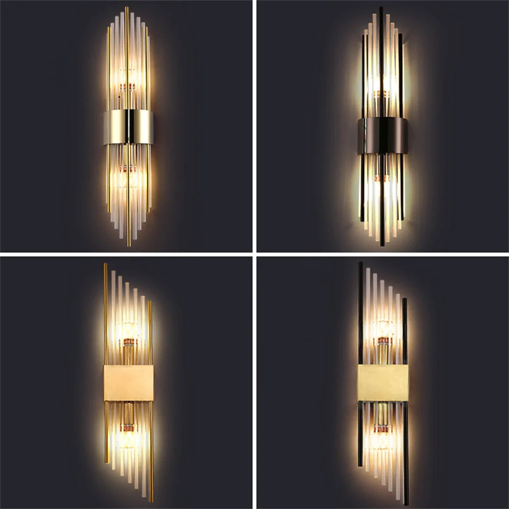 Clear Crystal LED Wall Lamp Stainless Steel Sconces