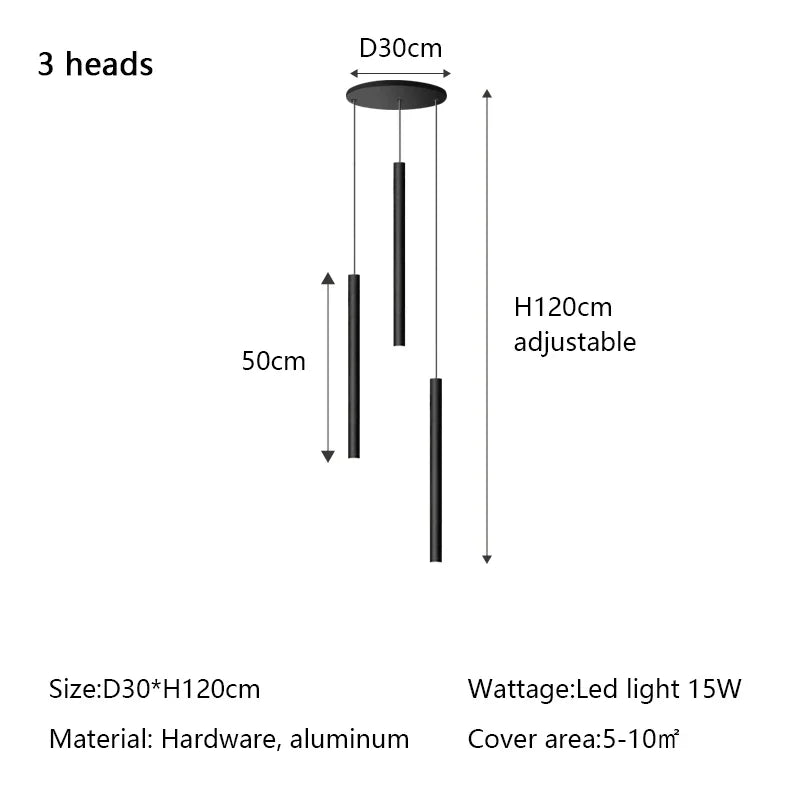 Modern Minimalist LED Stair Chandelier for Duplex Building Villa Living Room Dining Area