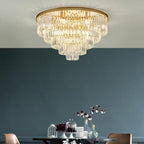 Black Gold Crystal Ceiling Chandelier: Modern LED Pendant Light for Luxe Living Spaces