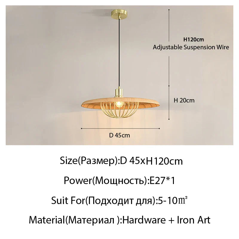 Walnut Metal Saucer Pendant Light - LED Hanging Lamp for Modern Home Decor