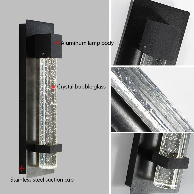 Crystal Bubble LED Outdoor Wall Lamp for Porch, Entryway & Garden