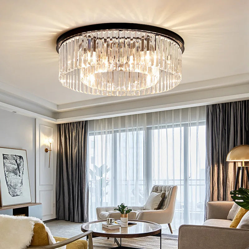 Crystal Prism Chrome Ceiling Light for Home Hotel Restaurant Decoration