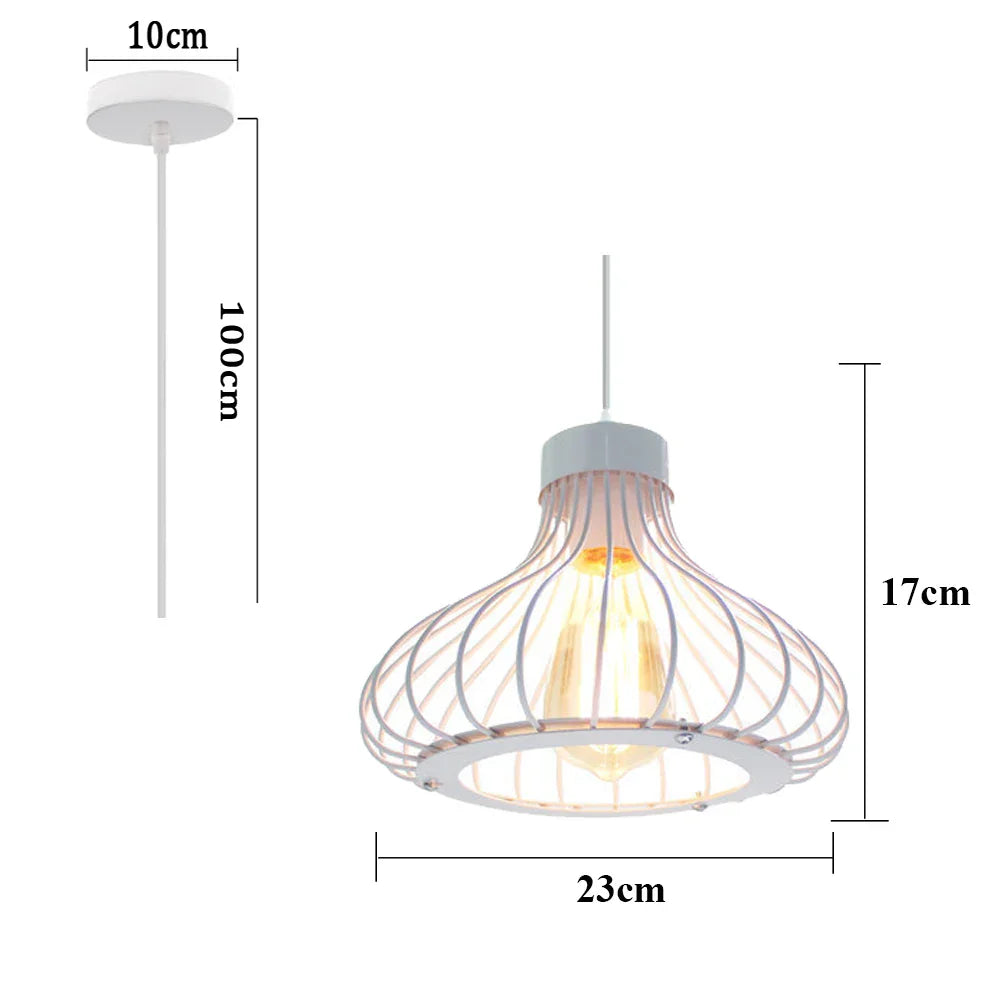 Industrial Cage LED Pendant Light for Modern Vintage Chandelier in Living Room