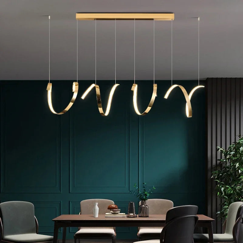 Gold Irregular LED Pendant Lights for Modern Living & Dining Room Lighting
