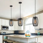 Modern Industrial Cage Pendant Light Fixture for Home Kitchen Island Decor