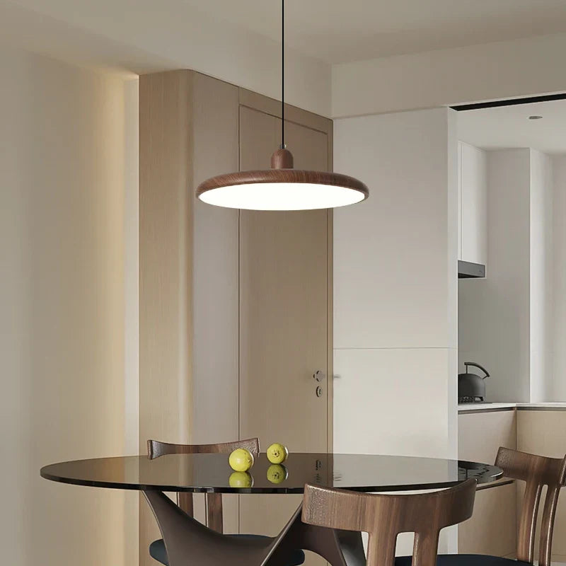 Retro Walnut Chandelier: Stylish Wood Grain Home Decor Lamp for Dining, Bedroom, Living Room