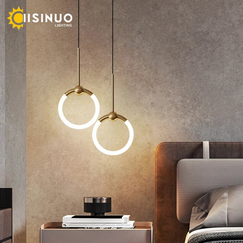 LED Circle Pendant Lights in Gold/Black for Home Decor Lighting
