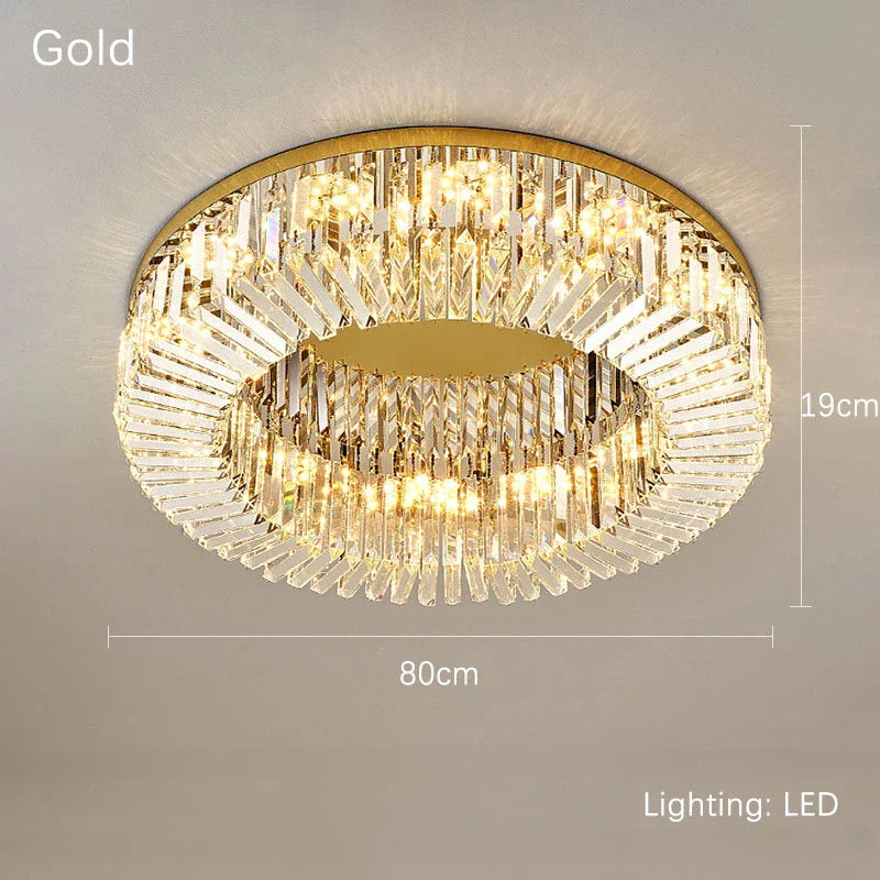 Crystal Gold LED Ring Ceiling Light - Modern Luxury Home Lighting