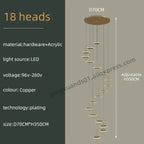 Nordic Black Gold Chandeliers LED Hanging Lamps Acrylic Suspension Loft Pendant Lights