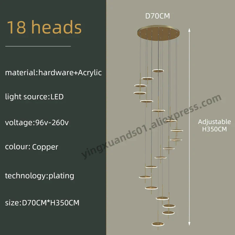 Nordic Black Gold Chandeliers LED Hanging Lamps Acrylic Suspension Loft Pendant Lights