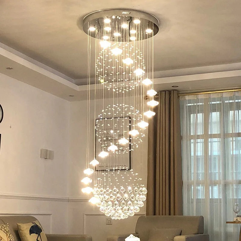 Spiral Long Chandelier: Modern Nordic Loft Staircase Pendant Lamp