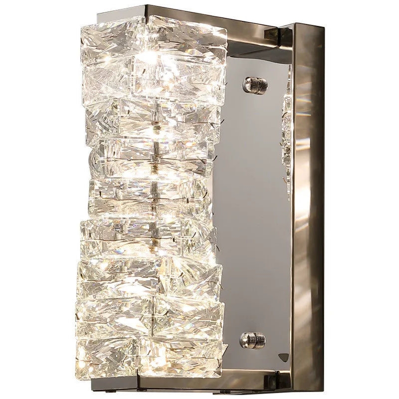Modern Crystal LED Wall Sconce, Chrome Finish, Dimmable, Indoor Lighting