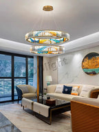 Luxury Crystal Glass Ceiling Light with LED Ring for Modern Villa Decor