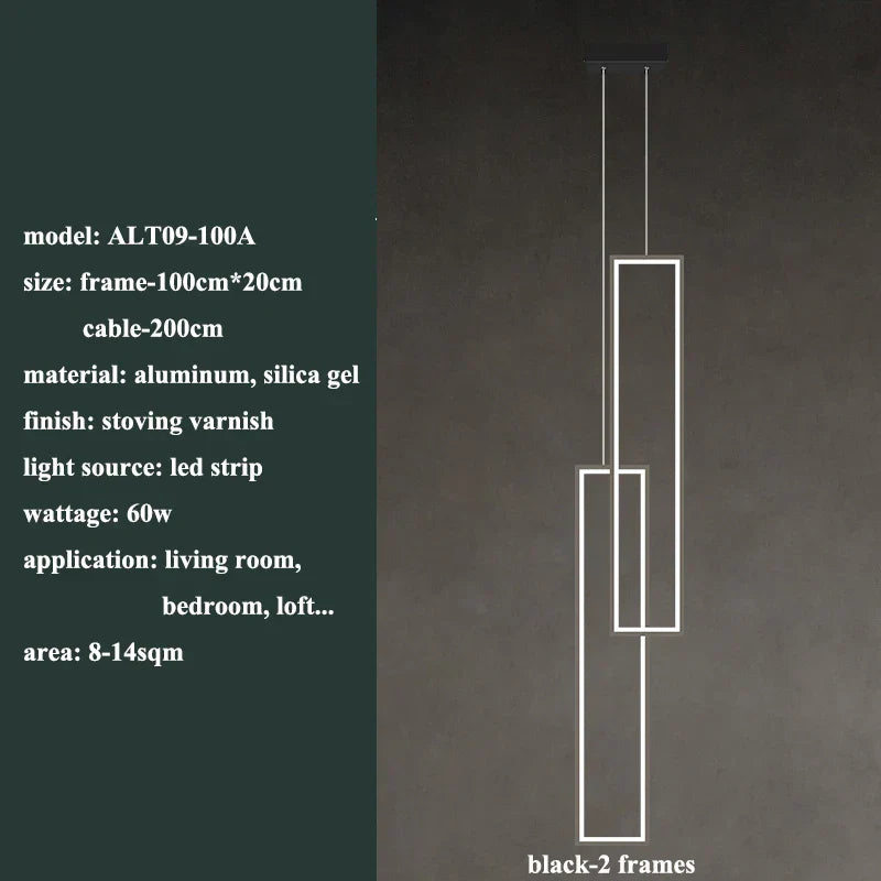 Modern Rectangle LED Pendant Chandelier Luminaire for Home Decor and Lighting