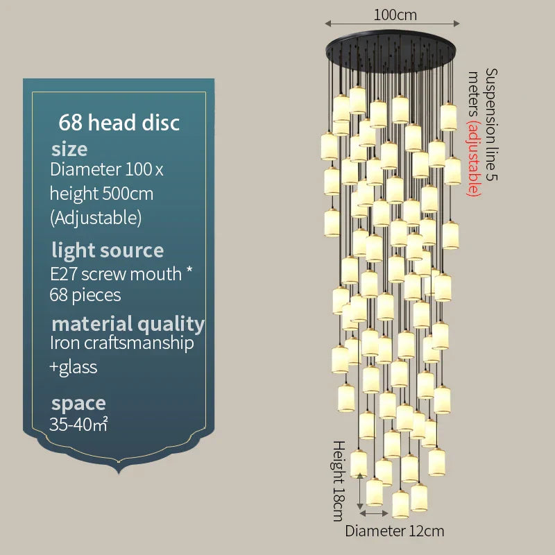 Stairwell Chandelier: Modern Spiral Design for Elegant Villa Hallway Lighting