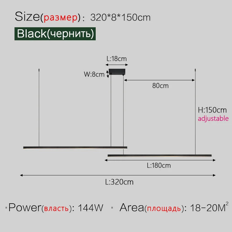 Nordic Minimalist Style Aluminum Chandelier for Dining Table, Bar, or Island