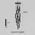 LED Crystal Staircase Chandelier: Nordic Black Indoor Lighting Fixture with Long Hanging Lamp