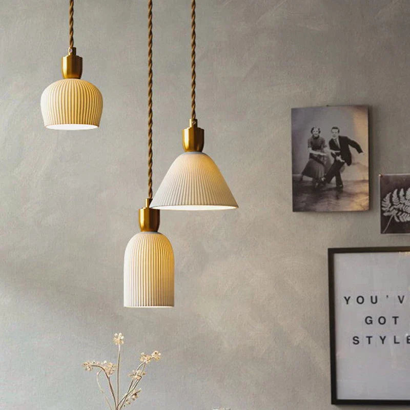 Ceramic Pendant Light: Vintage Nordic Hanging Lamp for Dining Room Kitchen Ceiling Chandelier