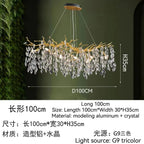 Golden Crystal Tree Chandelier, Luxury Matte Aluminum Art Ceiling Light for Living Room