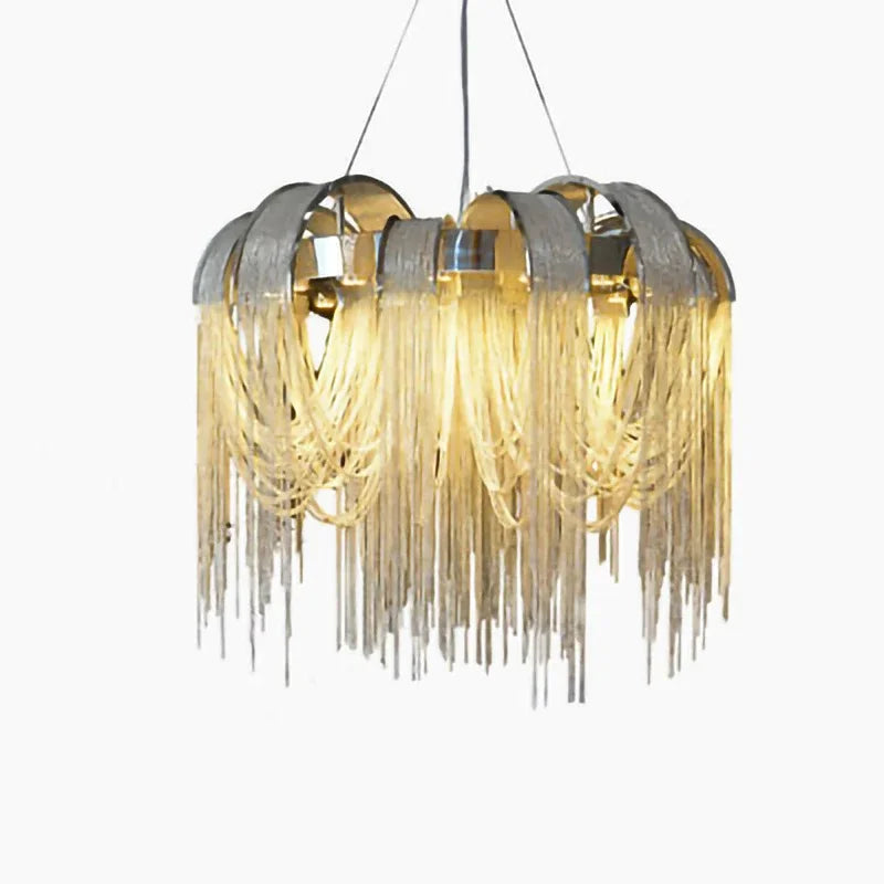 Nordic Tassel Chain Chandelier Chrome Metel Luxury Light for Living Room