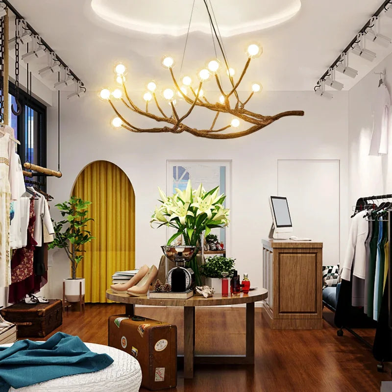 Tree Branches Chandelier Resin LED Pendant Light Luxury Living Room Decoration