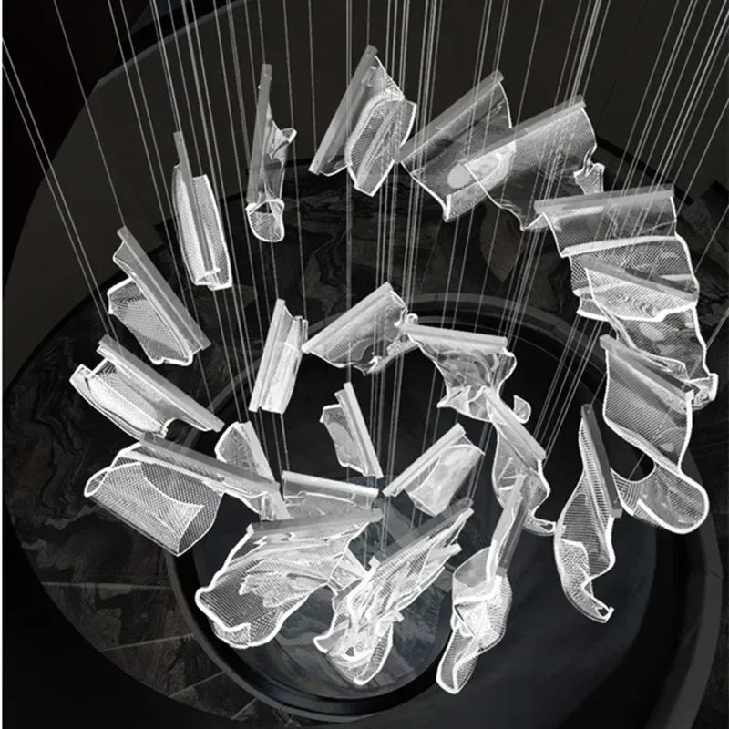 Acrylic Leaf Chandelier LED Light Dimmable Luxury Pendant for Home Decor