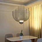 Meshmatics Birdcage Chandelier: Modern Dimmable Pendant Light in Golden & Silver