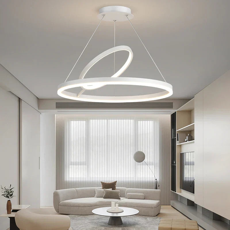 LED Ceiling Chandelier: Modern Nordic Rings Pendant Light Fixture for Living Room & Bedroom