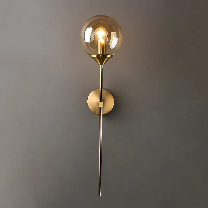 Golden Glass Ball Wall Lamp: Modern Nordic Style Bedside & Living Room Lighting