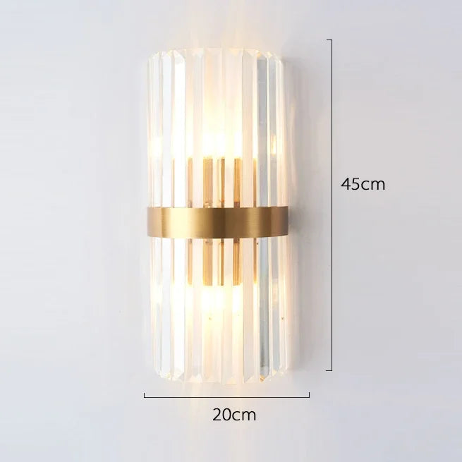 Luxury Crystal Glass Wall Sconce Light Fixture Gold for Bedroom Living Room