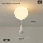 Nordic White Bear Kid Ceiling Lamp: Children's Room Decoration LED Pendant Light.