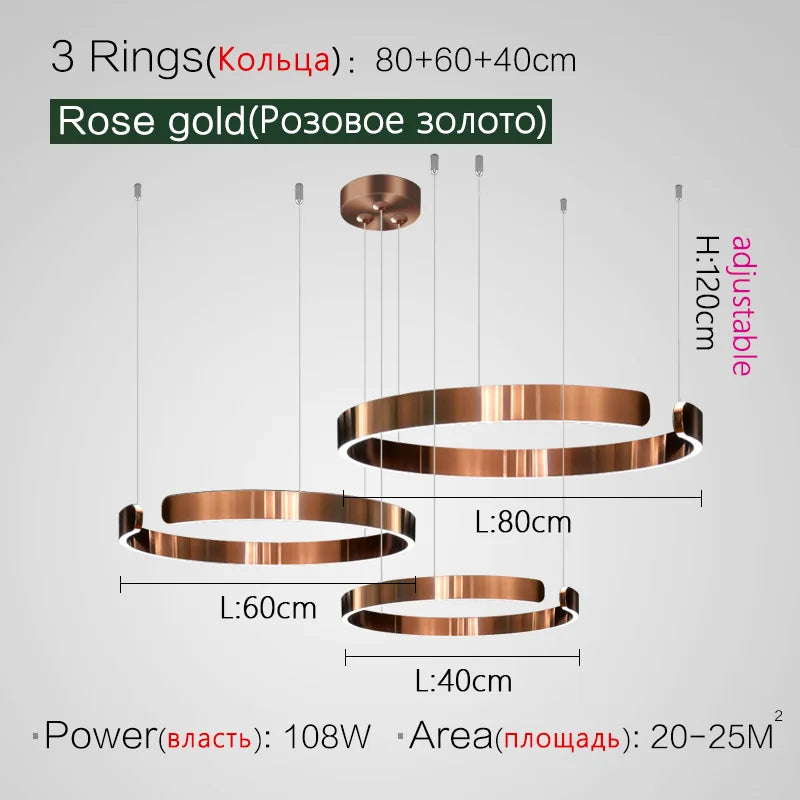 Modern Nordic Ring Chandelier LED Round Ceiling Light Pendant Lamps