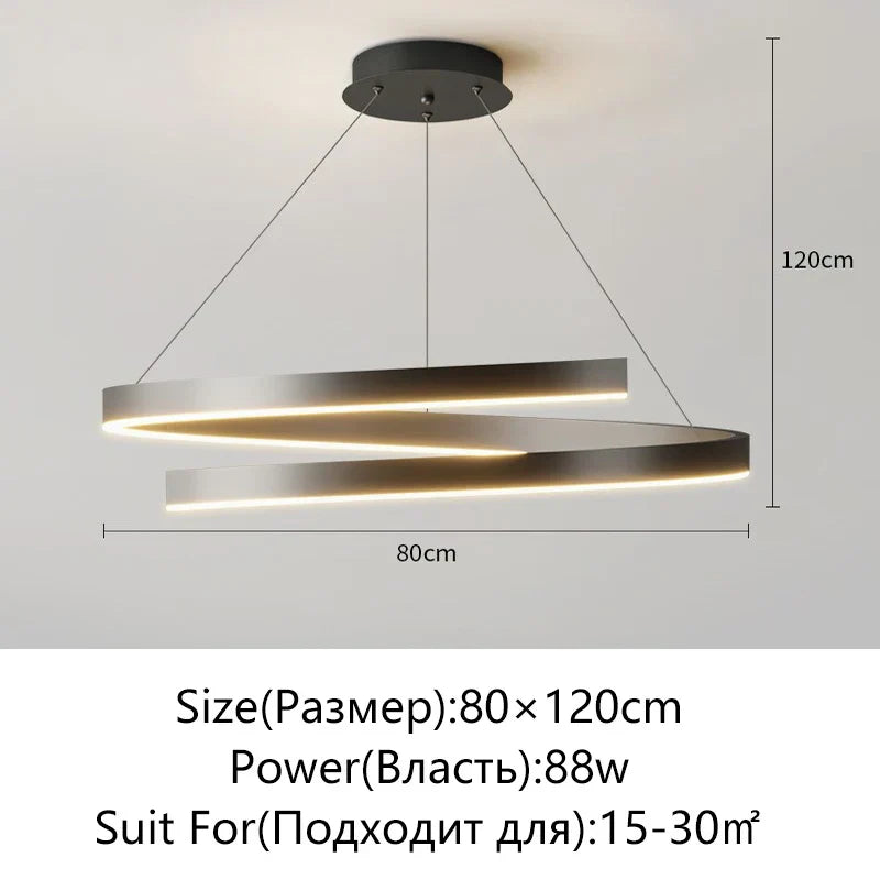 Spiral Aluminum LED Chandelier for Kitchen Dining Bedroom Suspension Luminaire