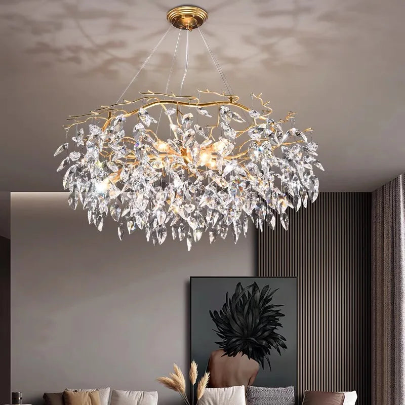 Modern Luxury Crystal Chandelier LED Pendant Light for Living Room Hotel Home Decor by Afralia™