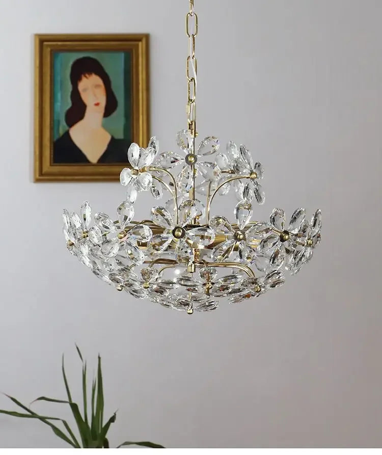 Crystal Flower Pendent Chandelier - Modern Design for Living Room, Restaurant, and Bedroom