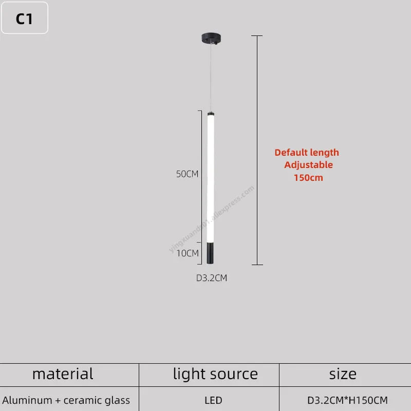 Modern LED Black/Gold Bar Chandelier Horizontal Pendant Light