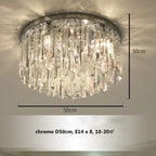 Luxury Crystal Ceiling Light Gold/Chrome Metal Round LED Lamp