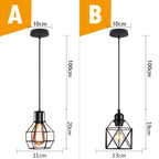 Black Metal Cage Pendant Light - Vintage Industrial Loft Kitchen Lighting