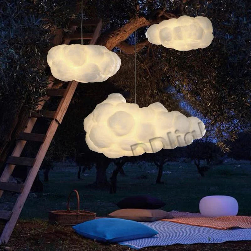 Cloud Chandelier: Cotton Lampshade Hanging Light for Bedroom & Living Room