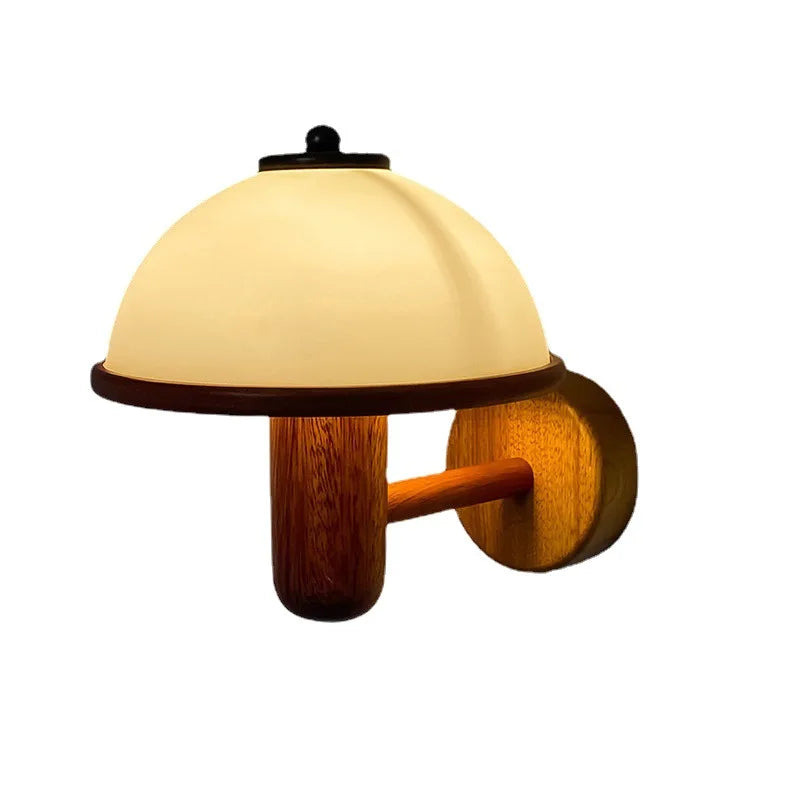 Mushroom Wall Lamp Wood Acrylic Light Bedroom Living Room Decorative Sconce