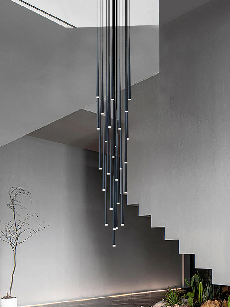 LED Conical Staircase Chandelier Pendant - Modern Duplex Loft Hanging Lights