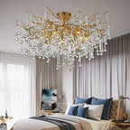 Modern Crystal Gold Tree Branch Ceiling Chandelier for Bedroom and Living Room