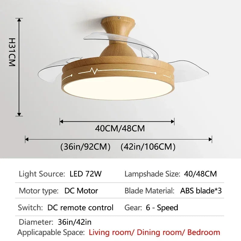 DC Motor Ceiling Fan Light with Control for Bedroom, Living Room & Restaurant.