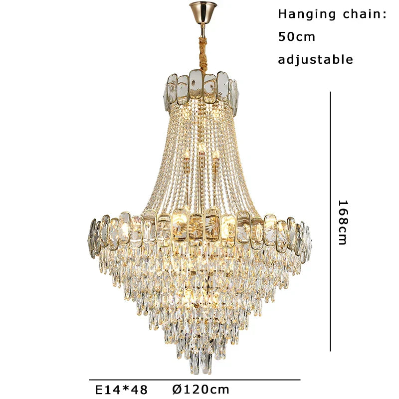 Luxury Crystal Chandelier LED Light Living Room Suspension Luminaire