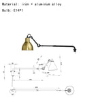 Rotatable Long Arm Wall Lamp for Kitchen Dining Office Bedside Lighting